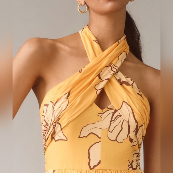 Anthropologie Hutch Women's Floral Halter Maxi Dress NWT Maize/Yellow Size 12 - Picture 5 of 13